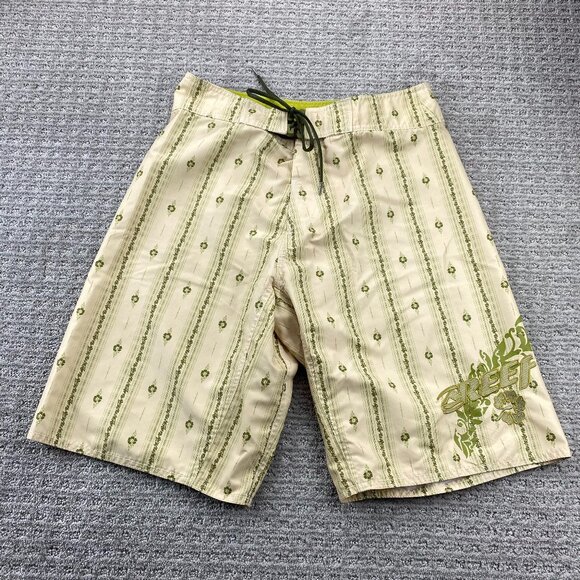 Reef Swim Trunks Men Size 31 Yellow Floral Bathing Suit Shorts Beach Surfing - Picture 1 of 12